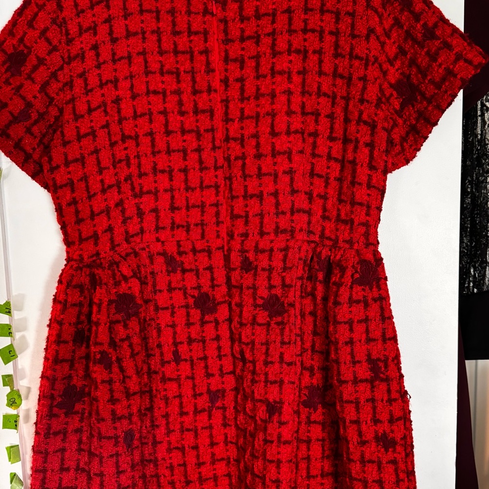 Fanm Mon Samantha Tweed Embroidered Scoop Neck Cap Sleeve A-line Mini Dress - Picture 7 of 7